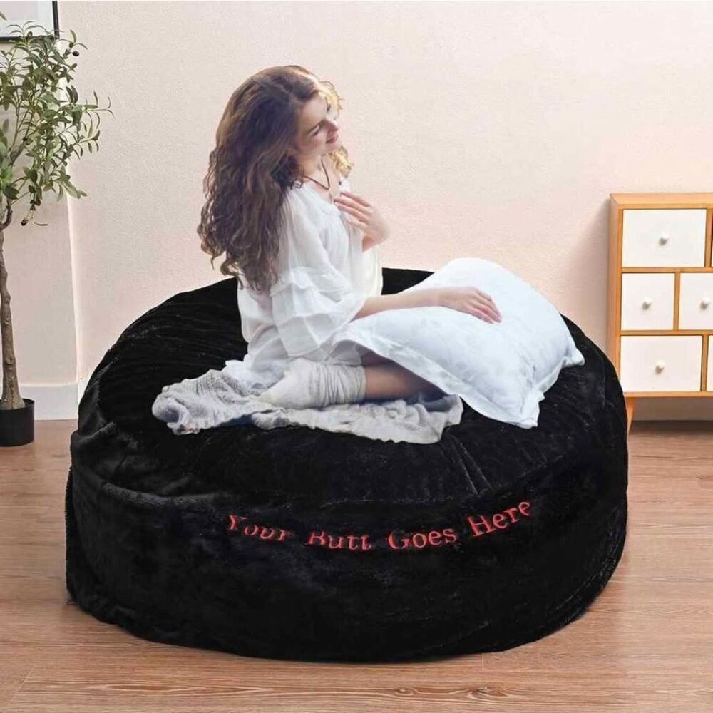 Bean Bag Chair for Adults  Without Filling with Funny Words Embroidered 6FT